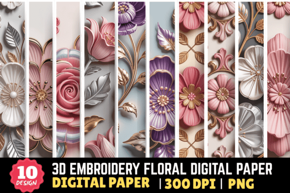 3D Embroidery Floral Digital Paper Review for Boutique Sweatshirts
