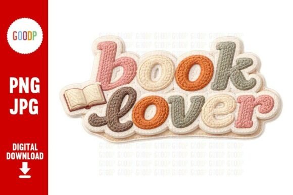 Book Lover Knit Embroidery Patch PNG: A Design Review for Boutique Sweatshirts