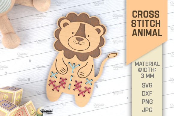 Cross Stitch Animals Laser Cut. Lion SVG Review for Gift Makers
