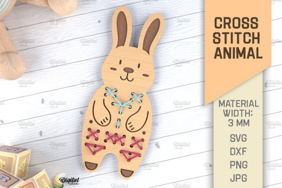 Cross Stitch Animals LaserCut Bunny SVG: A Cute, Versatile Design for Craft Businesses