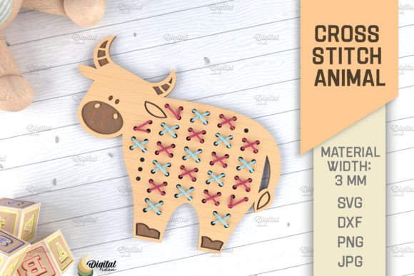 Cross Stitch Animals LaserCut Cow SVG Review for Embroidery Projects