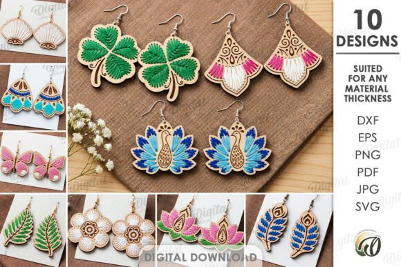 Embroidery Earrings Bundle Laser Cut Review for Sweatshirt Projects