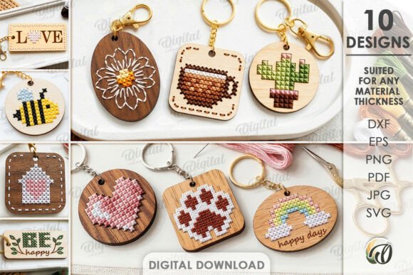 Embroidery Keychains Bundle Laser Cut Review