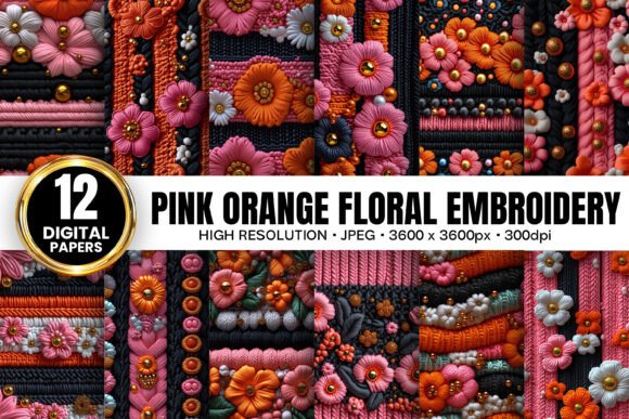 Pink Orange 3D Flowers Embroidery Papers Review for Apparel